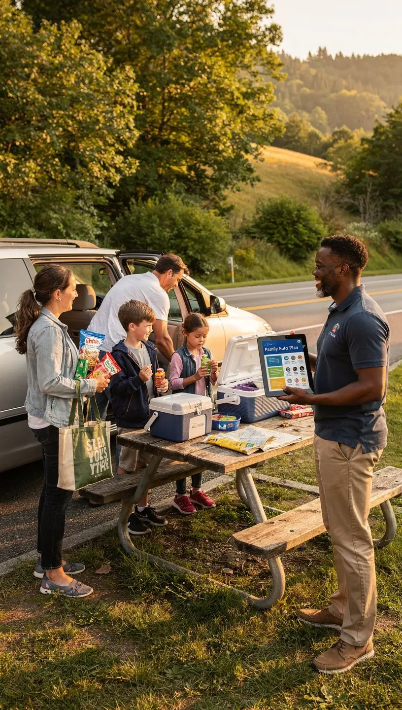 Kobieta rozmawiająca z doradcą ubezpieczeniowym w biurze.