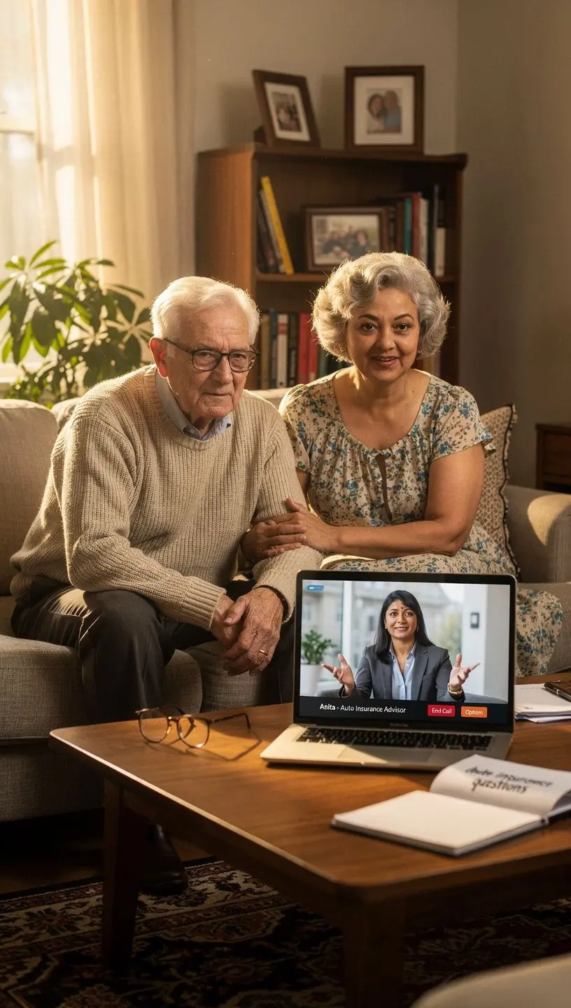 Rodzina z dziećmi stojąca obok samochodu, z uśmiechami na twarzach.